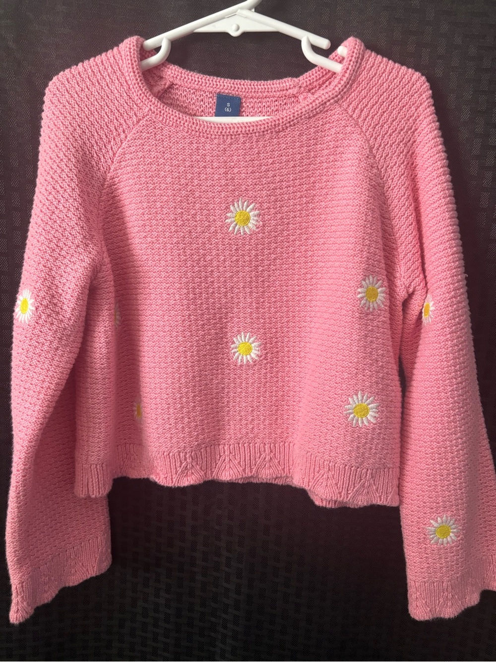 Old Navy Pink Daisy Embroidered Crewneck Sweater